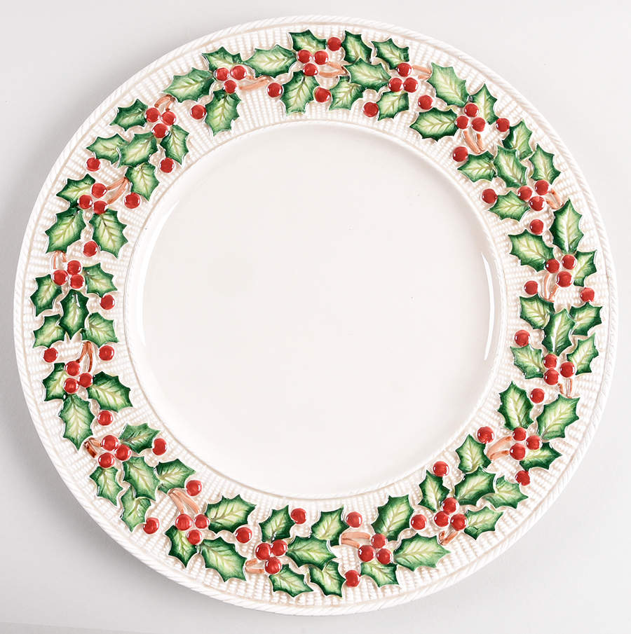 Old World Christmas Holly Service Plate (Charger) by Fitz & Floyd-1