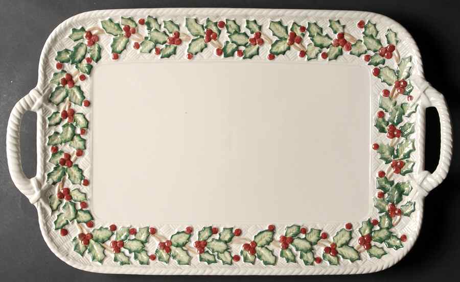 Old World Christmas Holly 20" Handled Tray by Fitz & Floyd-1