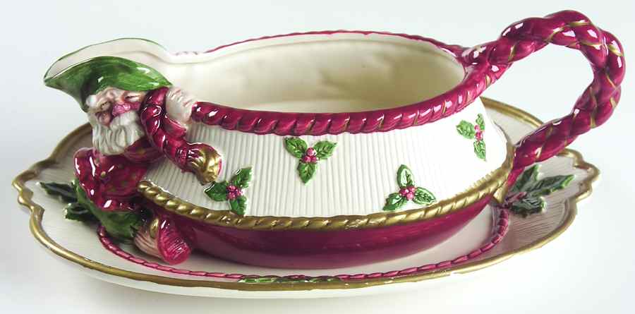Old World Elf Gravy Boat & Underplate by Fitz & Floyd-1