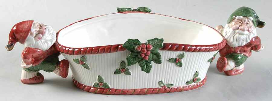 Old World Elf Cranberry Bowl by Fitz & Floyd-1