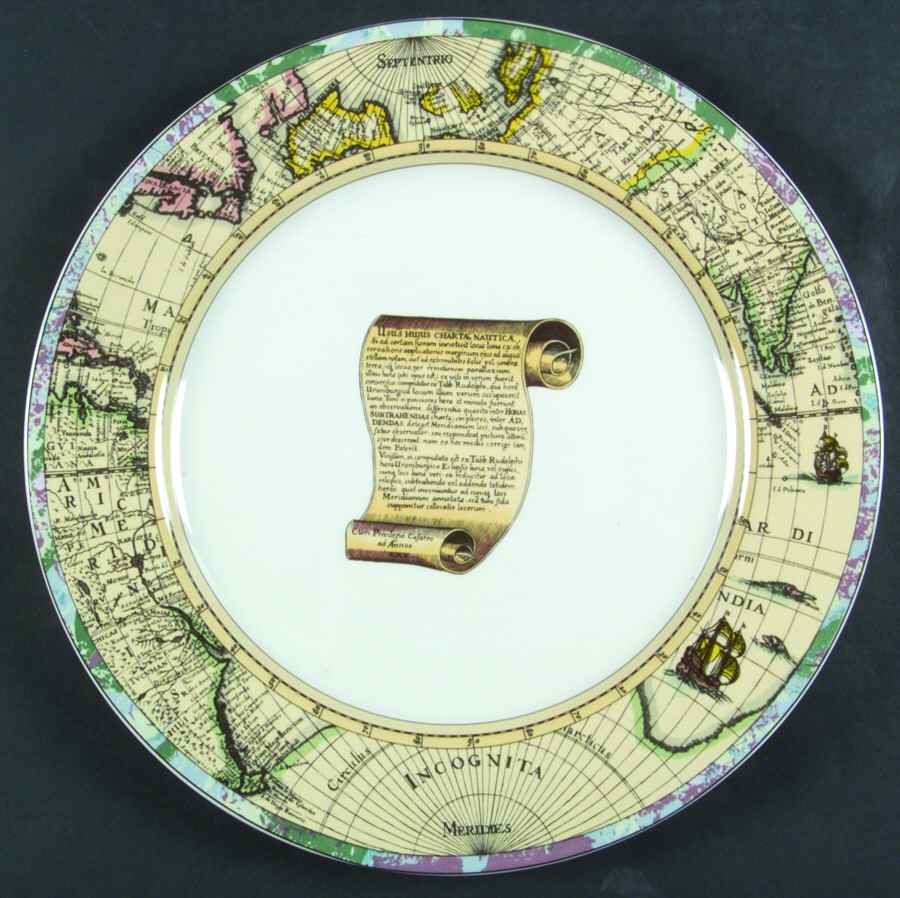 Old World Maps 12" Chop Plate (Round Platter) by Fitz & Floyd-1