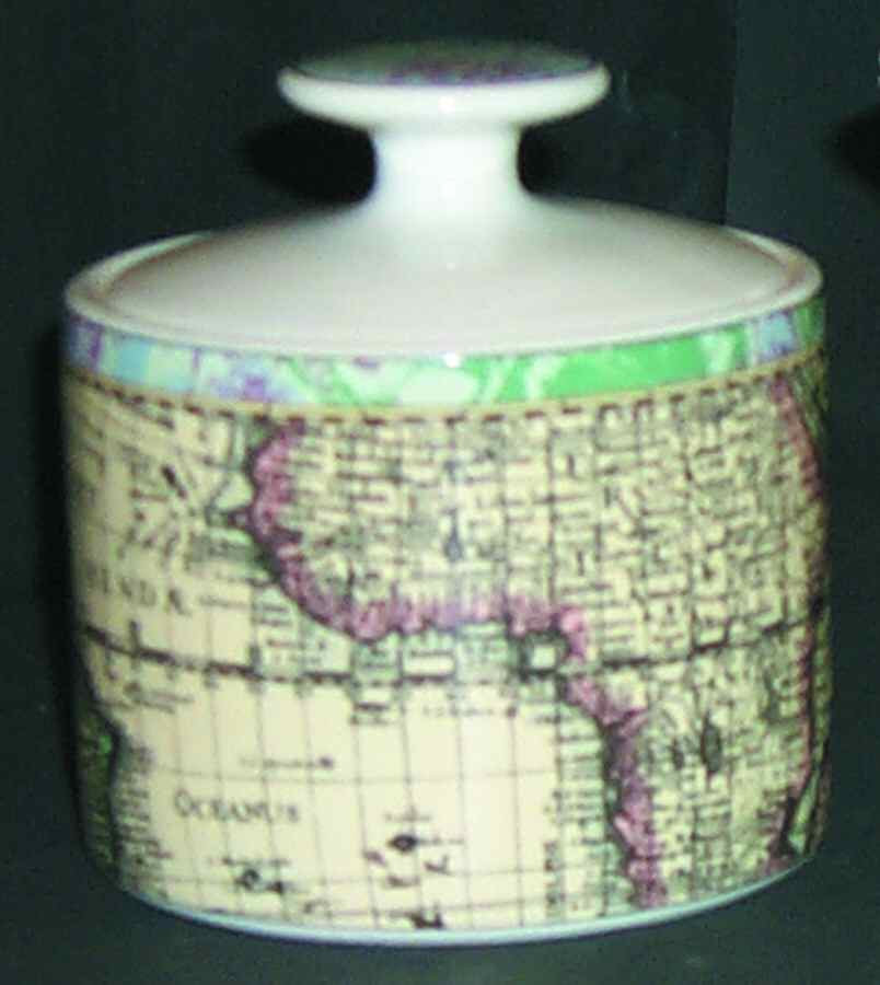 Old World Maps Sugar Bowl & Lid by Fitz & Floyd-1