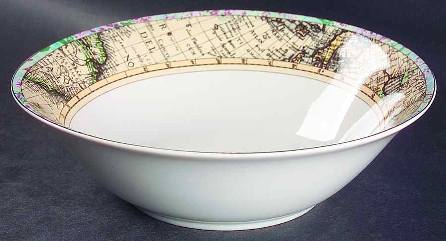 Old World Maps 9" Round Vegetable Bowl by Fitz & Floyd-1