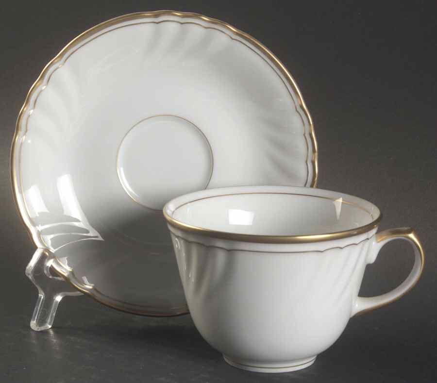 Orleans Blanc Flat Cup & Saucer Set by Fitz & Floyd-1