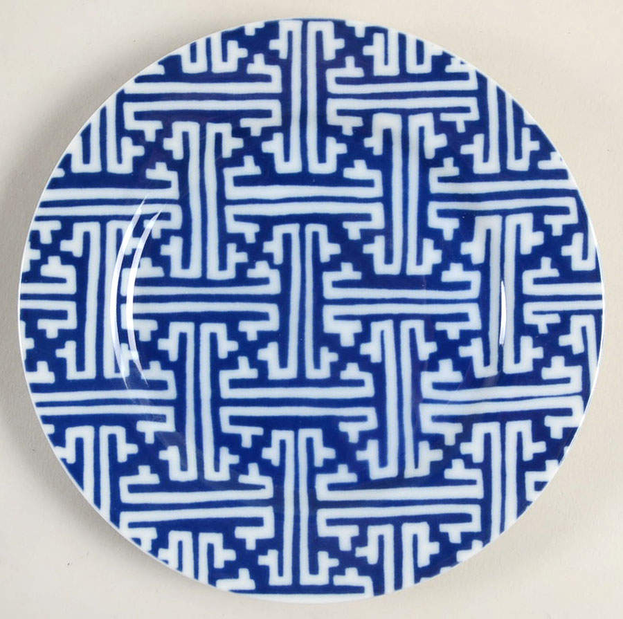 Oriental Geometric Blue Bread & Butter Plate by Fitz & Floyd-1