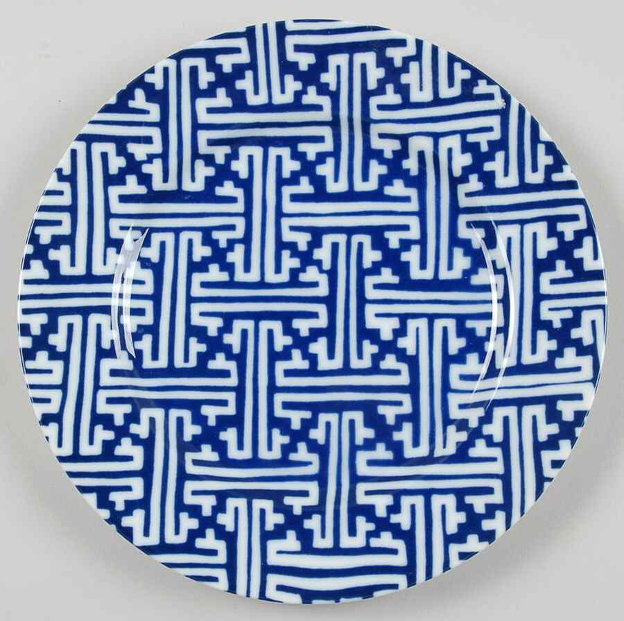 Oriental Geometric Blue Salad Plate by Fitz & Floyd-1