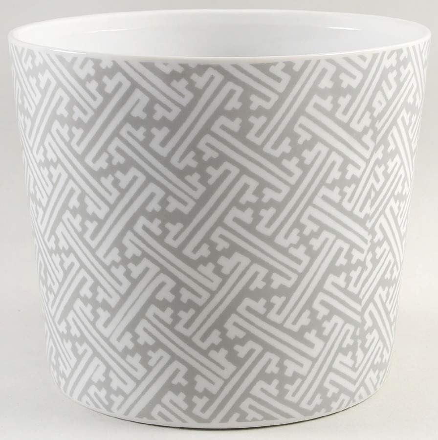 Oriental Geometric Gray 6" Cachepot by Fitz & Floyd-1