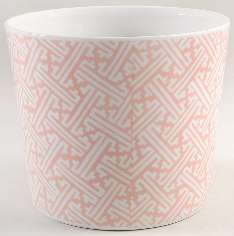 Oriental Geometric Peach 6" Cachepot by Fitz & Floyd-1