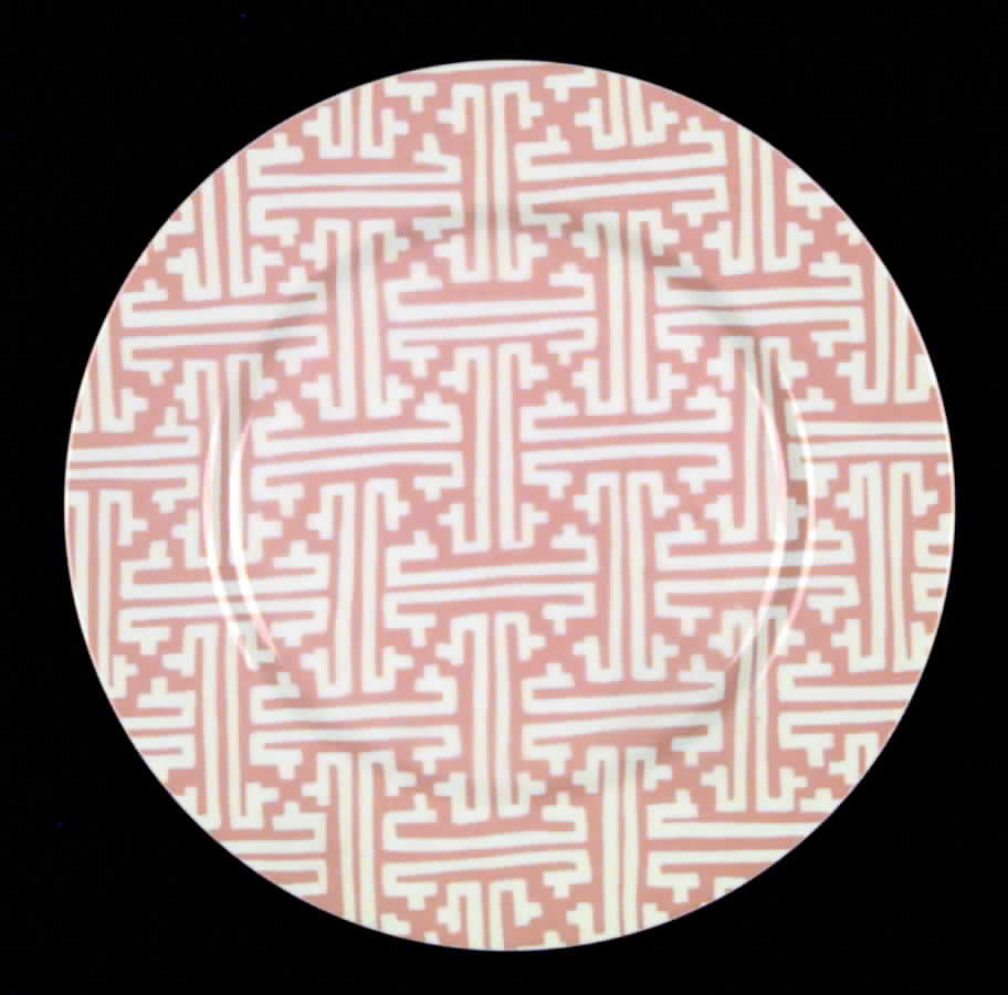Oriental Geometric Peach Dinner Plate by Fitz & Floyd-1