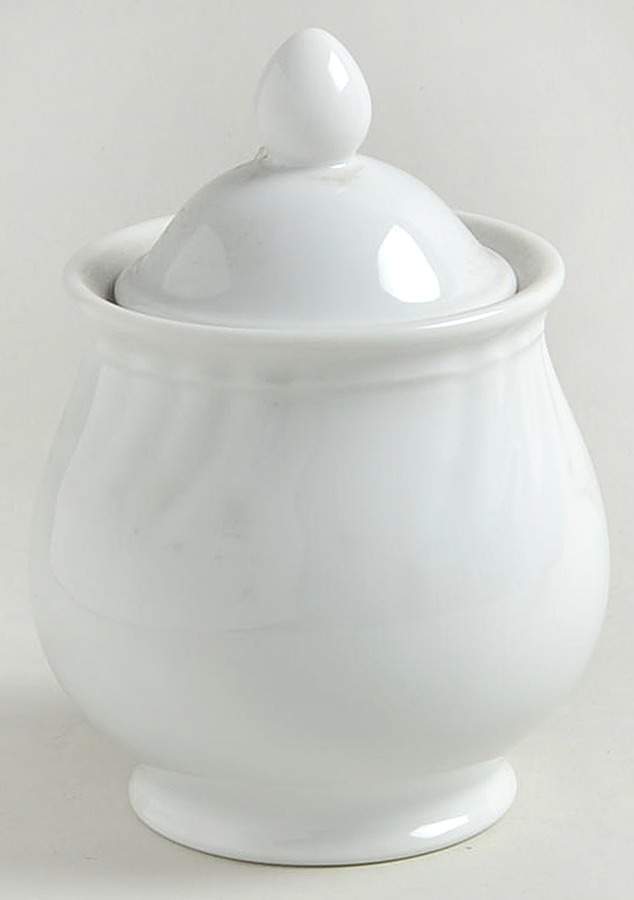 Orleans White Sugar Bowl & Lid by Fitz & Floyd-1