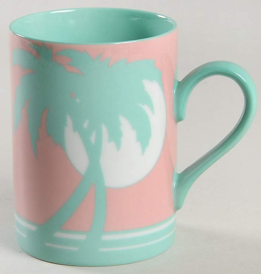 Palm Beach (Peach, Green) Mug by Fitz & Floyd-1