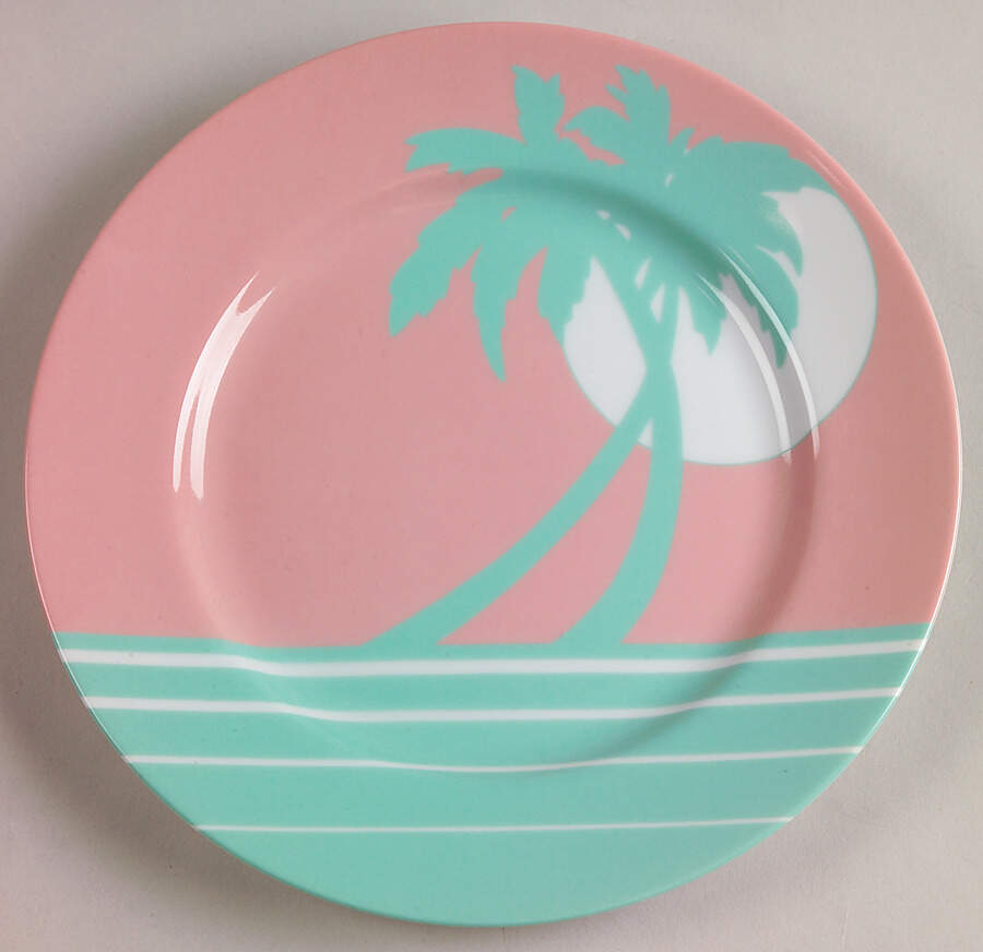 Palm Beach (Peach, Green) Salad Plate by Fitz & Floyd-1