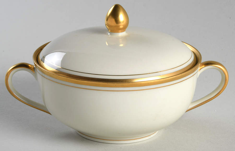 Palais Buff Flat Cream Soup Bowl & Lid Set by Fitz & Floyd-1