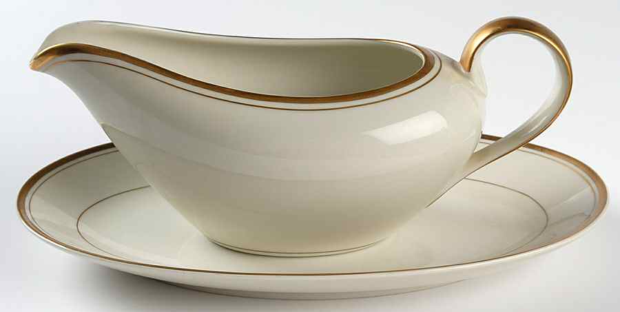 Palais Buff Gravy Boat & Underplate/Relish by Fitz & Floyd-1