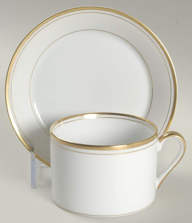 Palais White (Japan) Flat Cup & Saucer Set by Fitz & Floyd-1