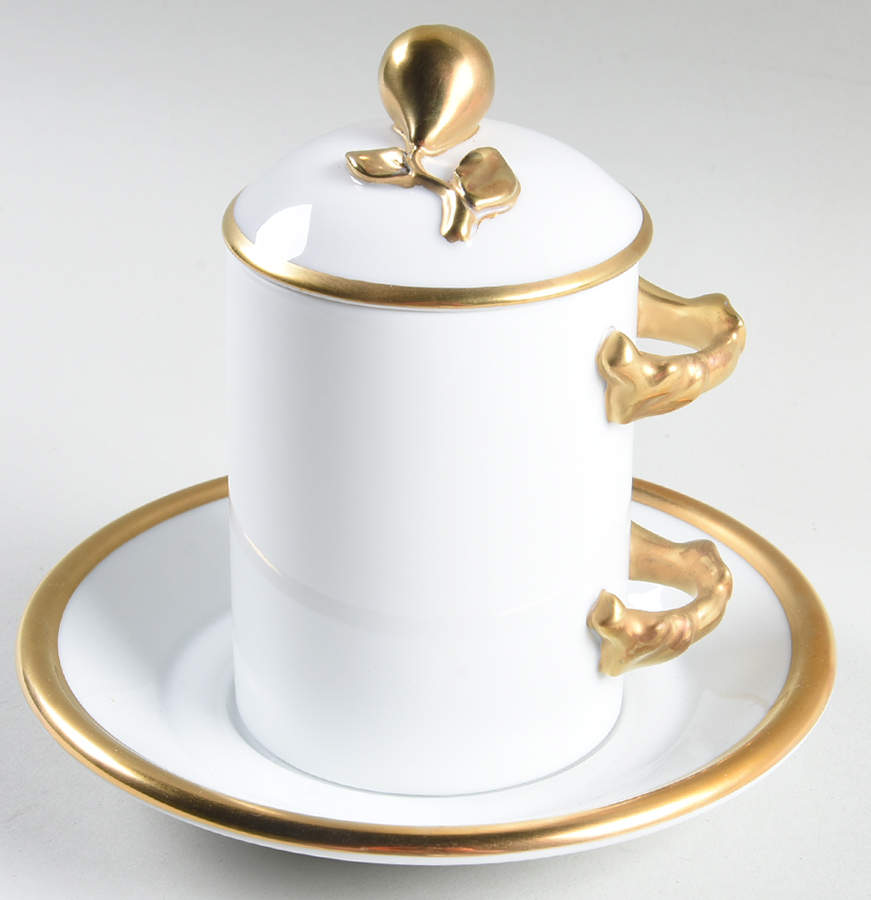 Palais White (Japan) Jam/Jelly & Lid W/Underplate by Fitz & Floyd-1