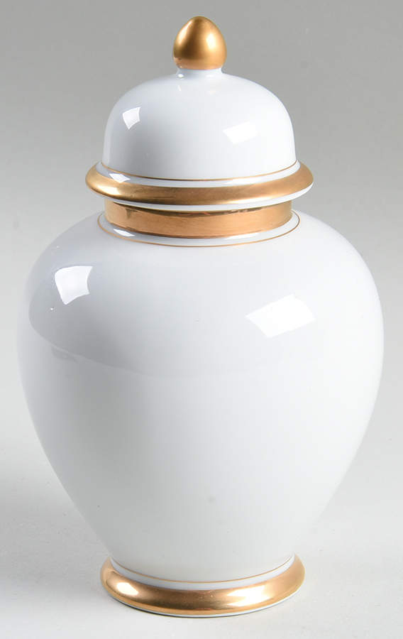 Palais White (Japan) Small Ginger Jar & Lid by Fitz & Floyd-1