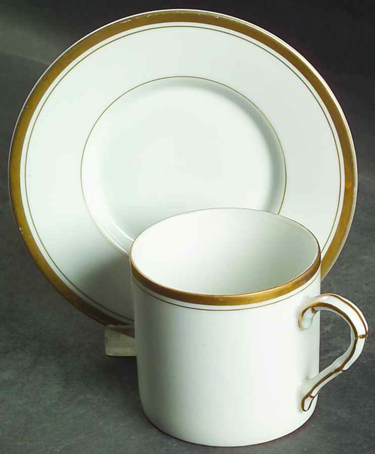 Palais White (Japan) Flat Demitasse Cup & Saucer Set by Fitz & Floyd-1