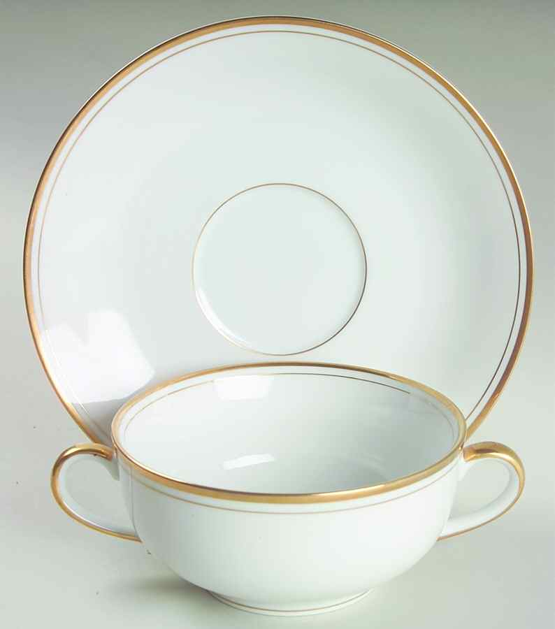 Palais White (Japan) Flat Cream Soup Bowl & Saucer Set by Fitz & Floyd-1