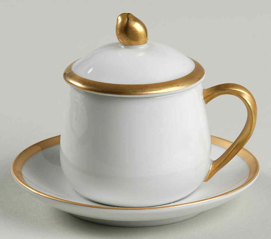 Palais White (Japan) 3-Piece Pot de Creme with Underplate by Fitz & Floyd-1