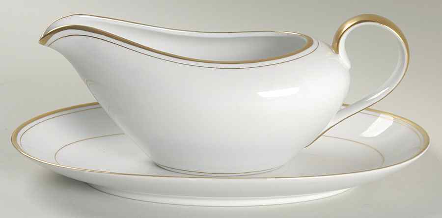 Palais White (Japan) Gravy Boat & Underplate/Relish by Fitz & Floyd-1