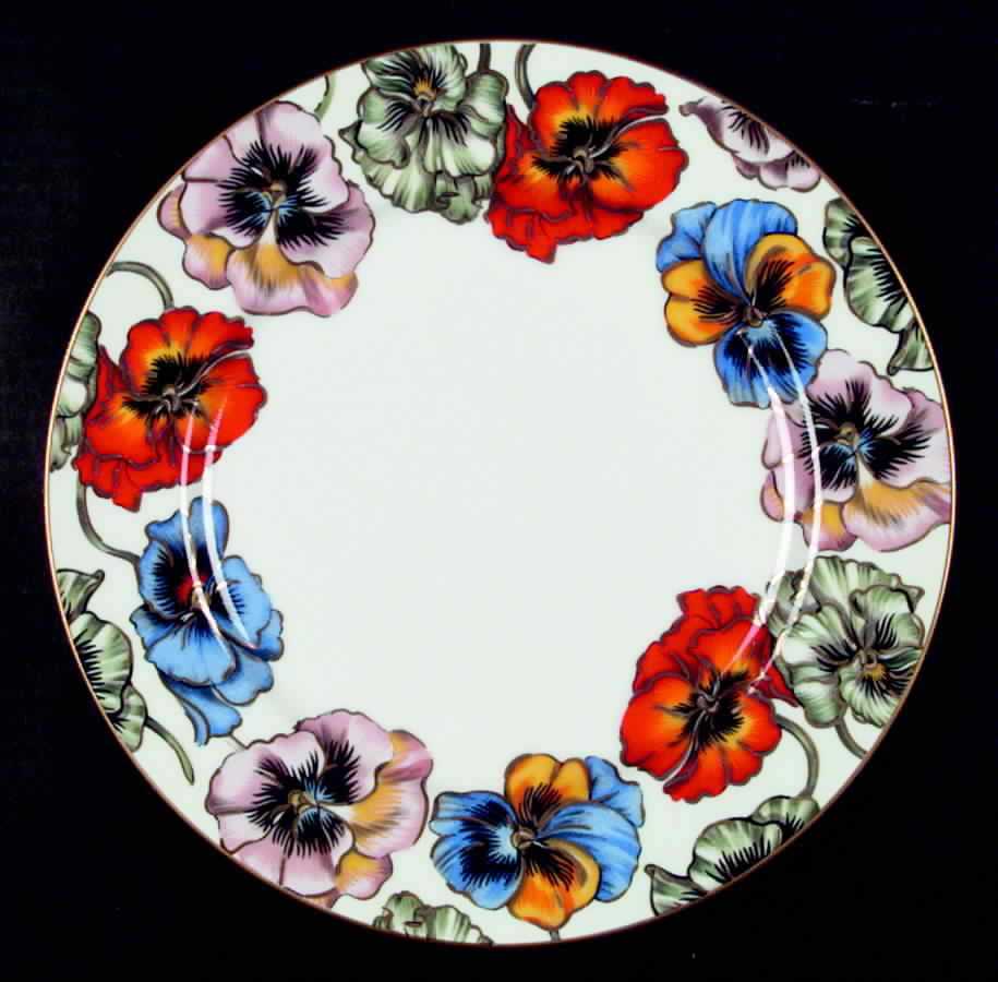 Pansies (White Body) Dinner Plate by Fitz & Floyd-1