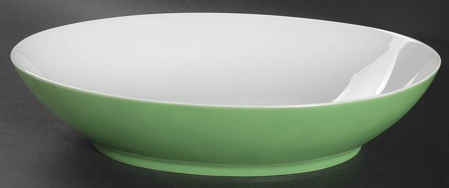 Papillon (White Butterfly on Green) 10" Oval Vegetable Bowl by Fitz & Floyd-1