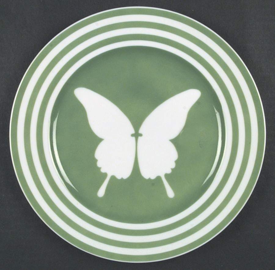 Papillon (White Butterfly on Green) Dinner Plate by Fitz & Floyd-1
