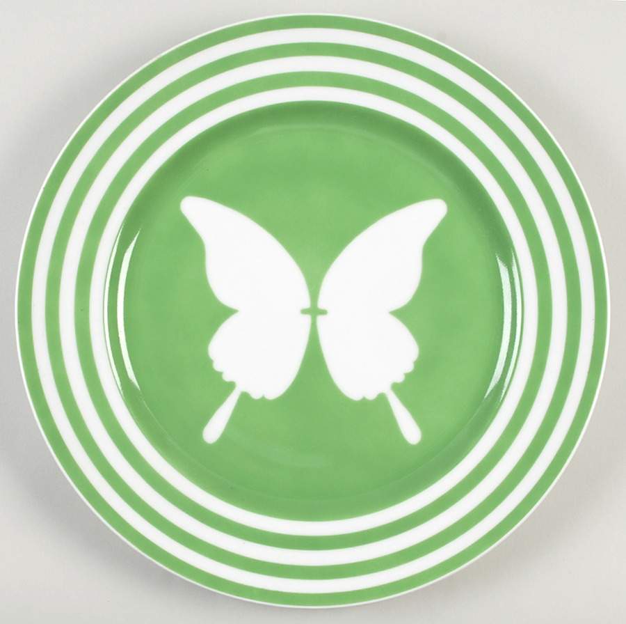 Papillon (White Butterfly on Green) 12" Chop Plate (Round Platter) by Fitz & Floyd-1