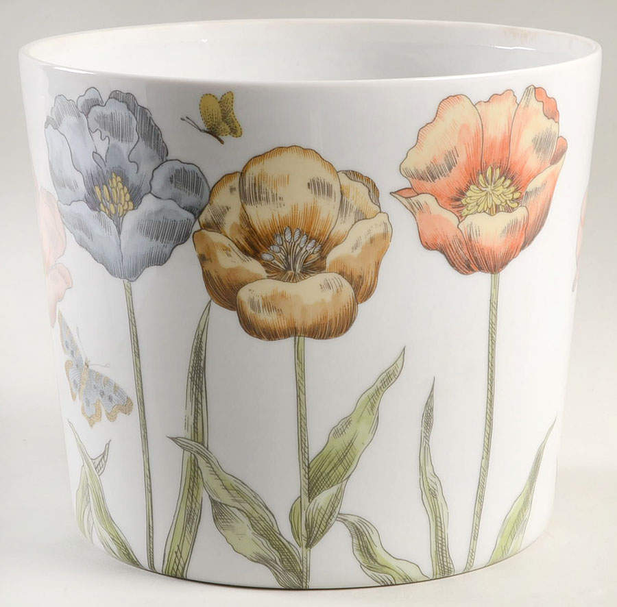 Pastel Poppy (White Background) 6" Cachepot by Fitz & Floyd-1