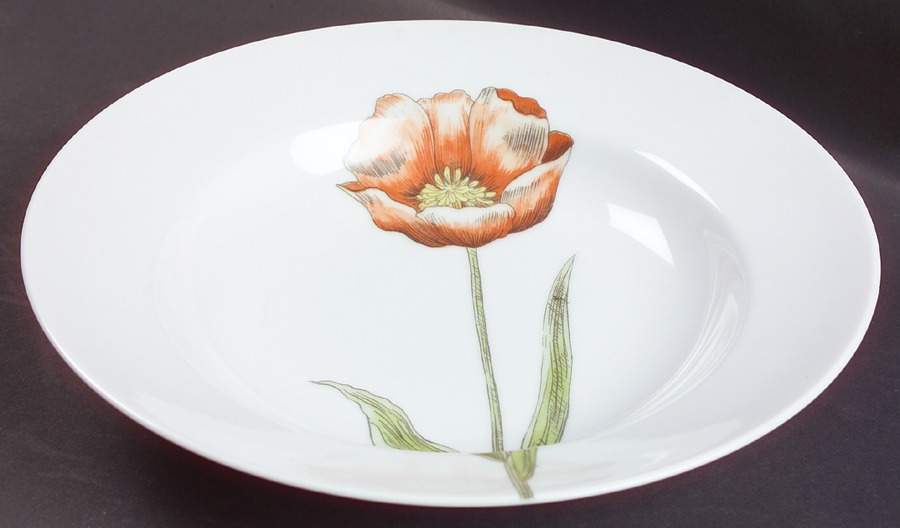 Pastel Poppy (White Background) Large Rim Soup Bowl by Fitz and Floyd-1