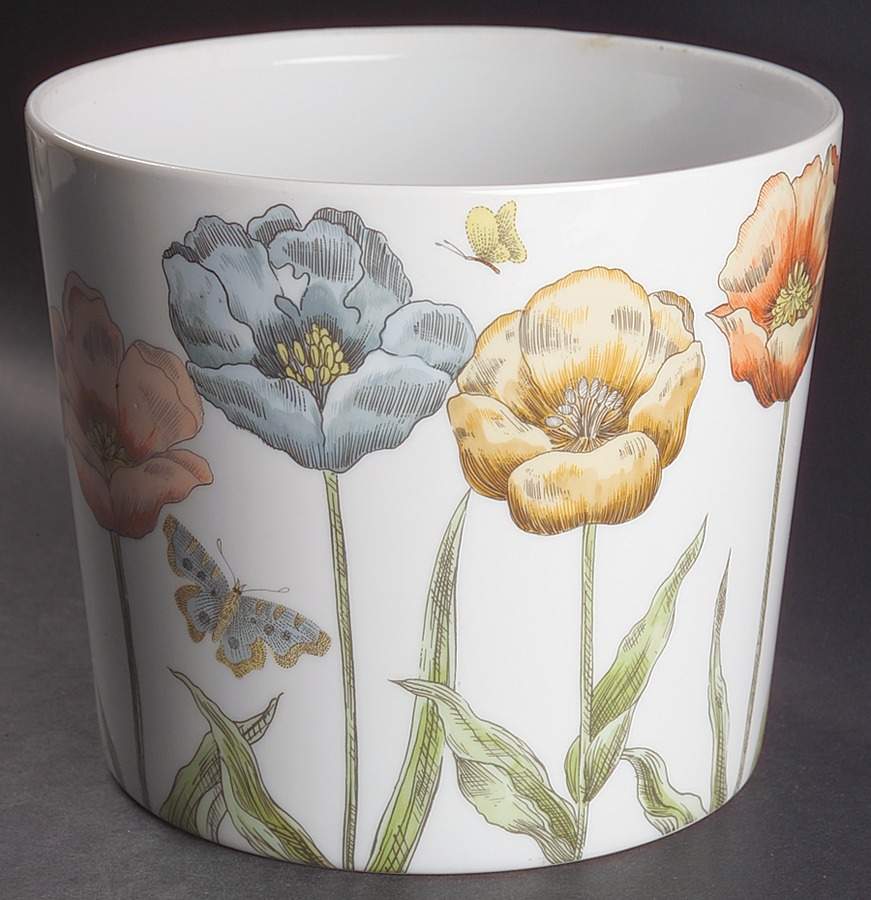 Pastel Poppy (White Background) Ice Bucket by Fitz & Floyd-1