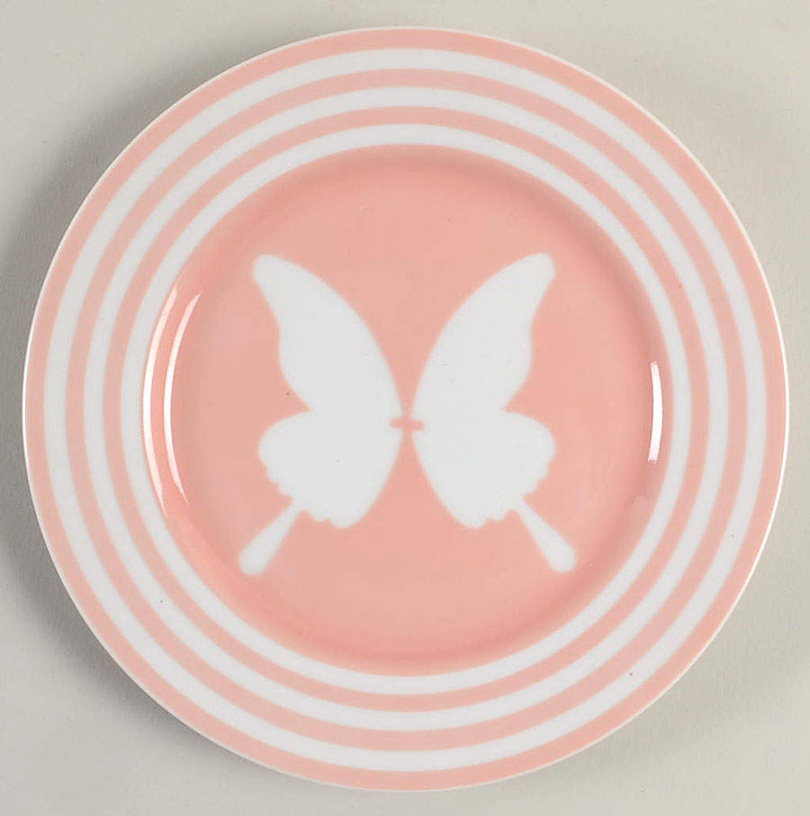 Papillon (White Butterfly on Peach) Bread & Butter Plate by Fitz & Floyd-1