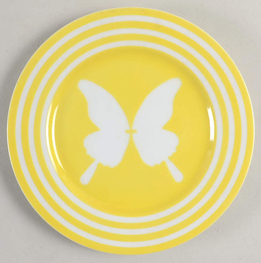 Papillon (White Butterfly on Yellow) Bread & Butter Plate by Fitz & Floyd-1
