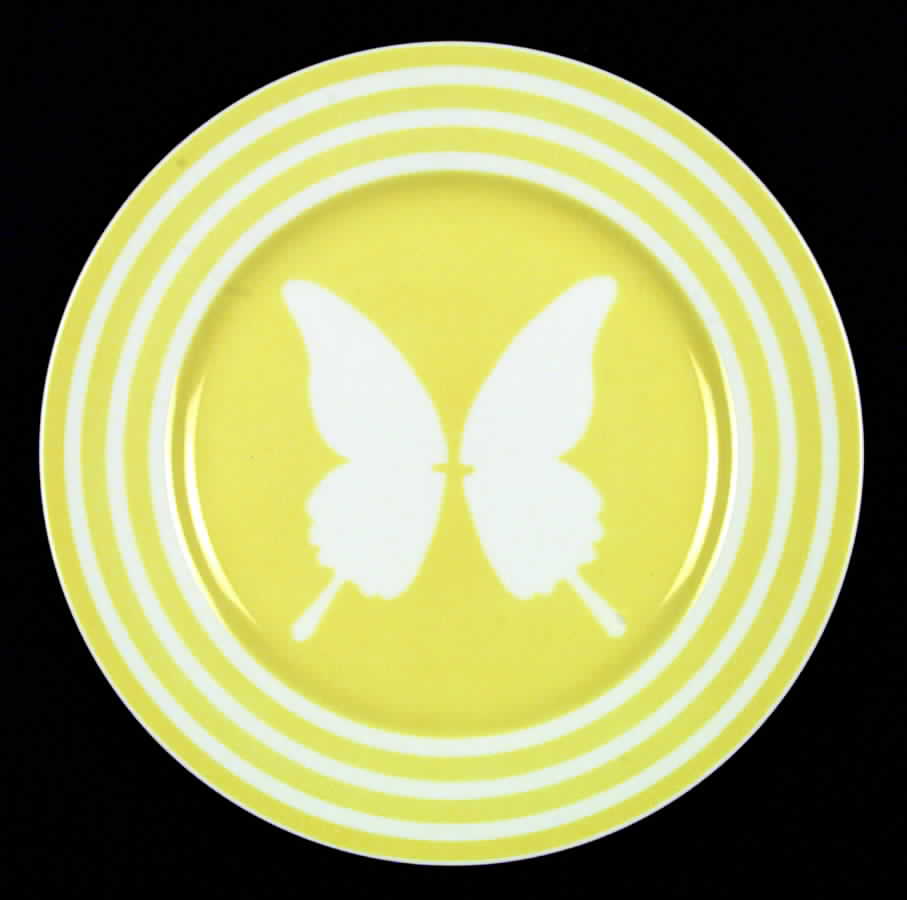 Papillon (White Butterfly on Yellow) Dinner Plate by Fitz & Floyd-1