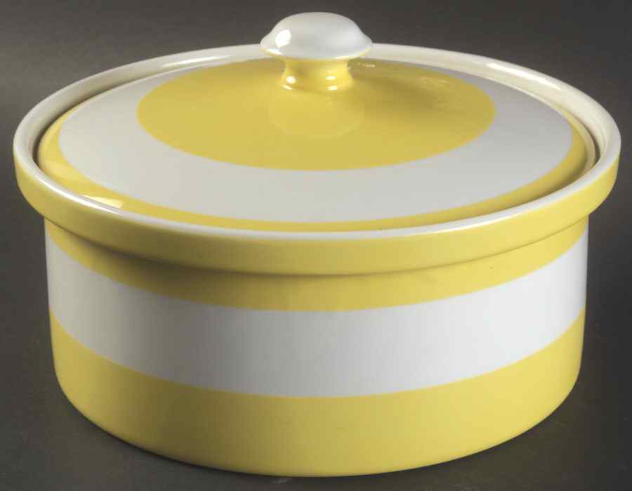 Papillon (White Butterfly on Yellow) 1.5 Qt Round Covered Casserole by Fitz & Floyd-1