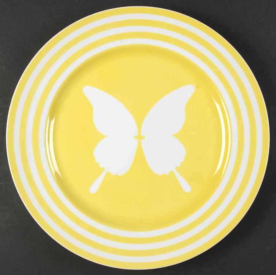 Papillon (White Butterfly on Yellow) Service Plate (Charger) by Fitz & Floyd-1