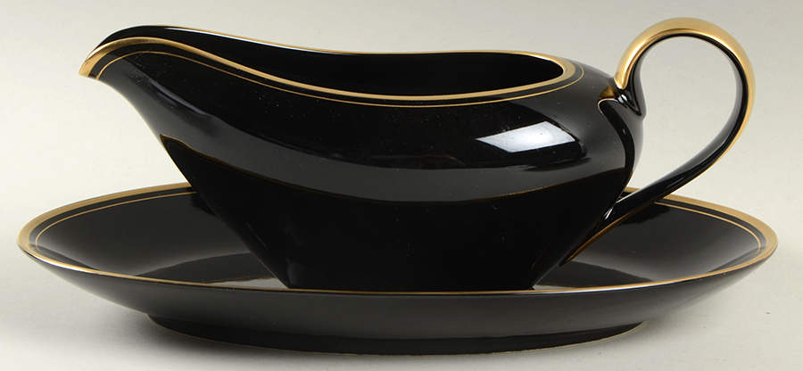Pavillon Black Gravy Boat & Underplate/Relish by Fitz & Floyd-1