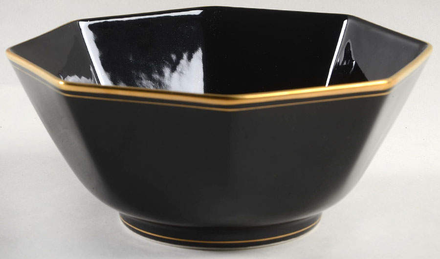 Pavillon Black 7" Octagonal Vegetable Bowl by Fitz & Floyd-1