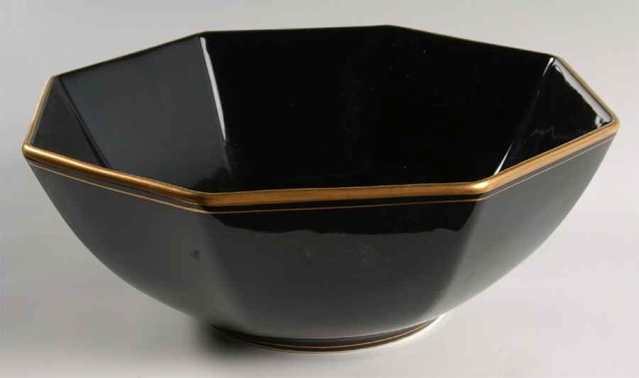 Pavillon Black 9" Octagonal Vegetable Bowl by Fitz & Floyd-1