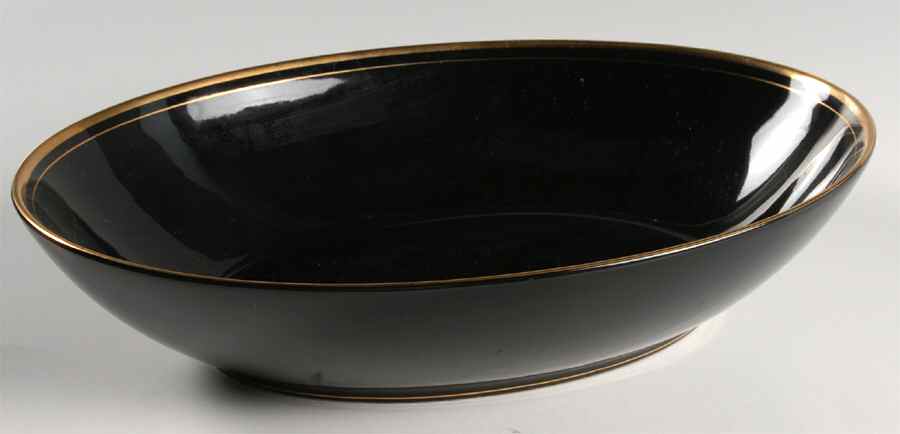 Pavillon Black 10" Oval Vegetable Bowl by Fitz & Floyd-1