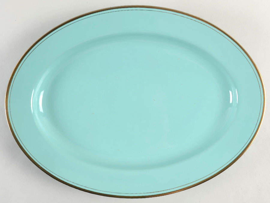 Pavillon Turquoise 14" Oval Serving Platter by Fitz & Floyd-1