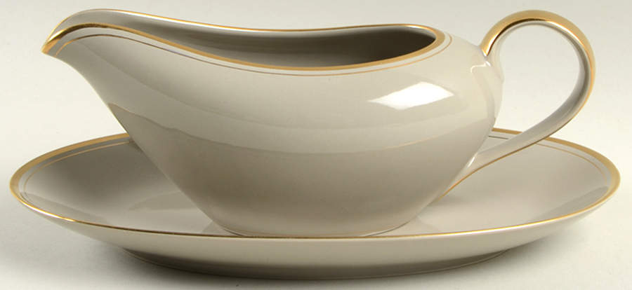 Pavillon Greige Gravy Boat & Underplate/Relish by Fitz & Floyd-1