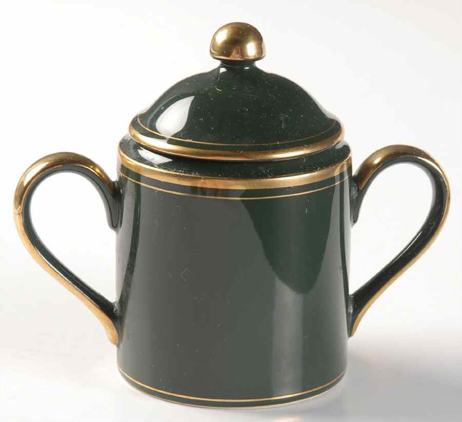 Pavillon Hunter Green Sugar Bowl & Lid by Fitz & Floyd-1