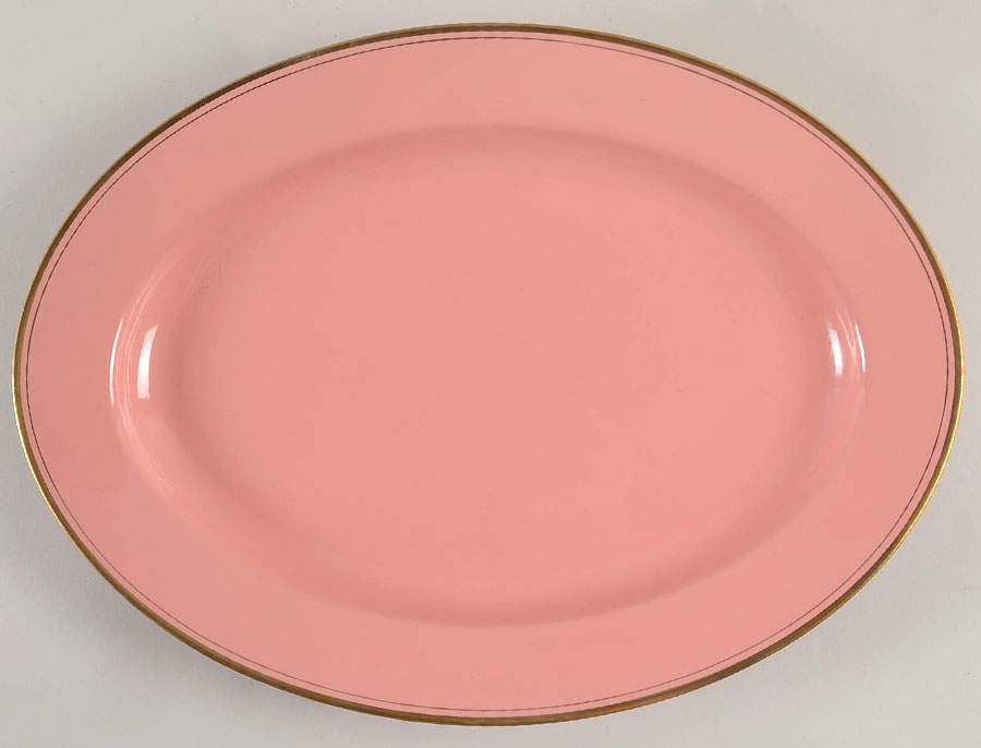 Pavillon Peach Coral 14" Oval Serving Platter by Fitz & Floyd-1
