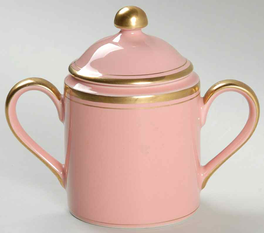 Pavillon Peach Coral Sugar Bowl & Lid by Fitz and Floyd-1