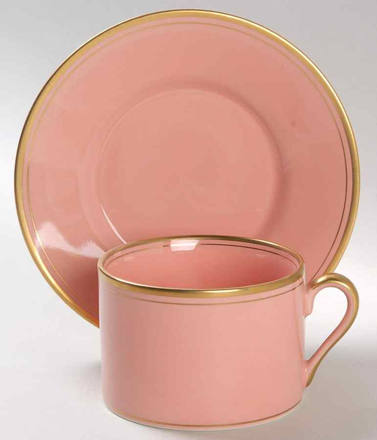 Pavillon Peach Coral Flat Cup & Saucer Set by Fitz & Floyd-1