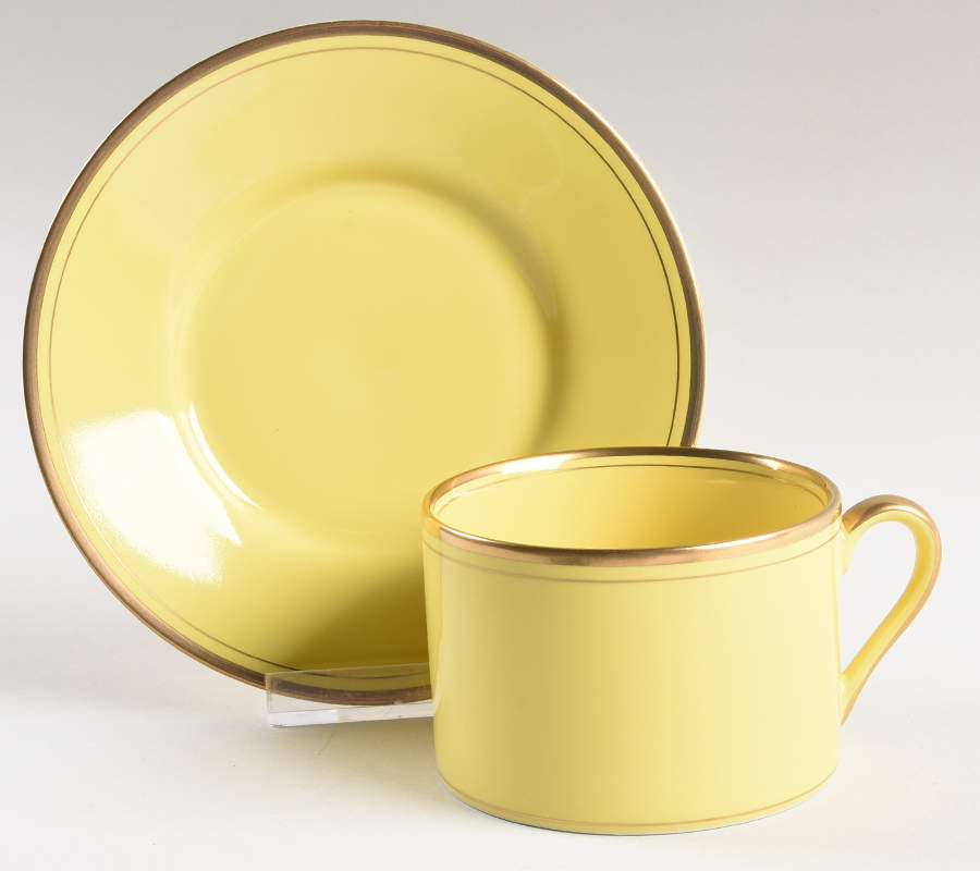 Pavillon Yellow Flat Cup & Saucer Set by Fitz & Floyd-1