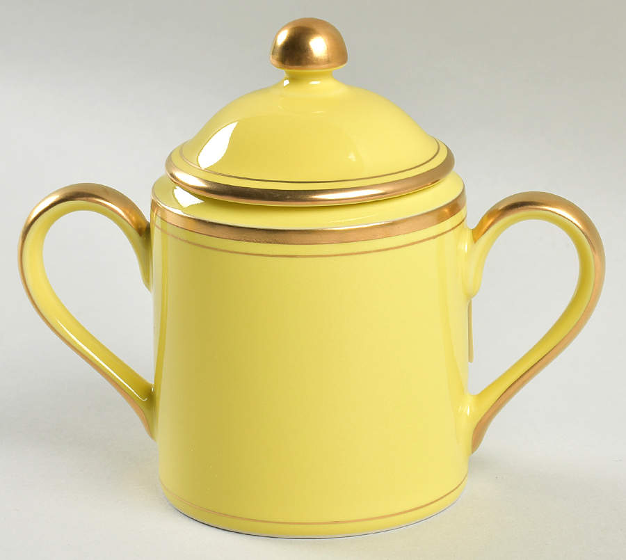 Pavillon Yellow Sugar Bowl & Lid by Fitz & Floyd-1