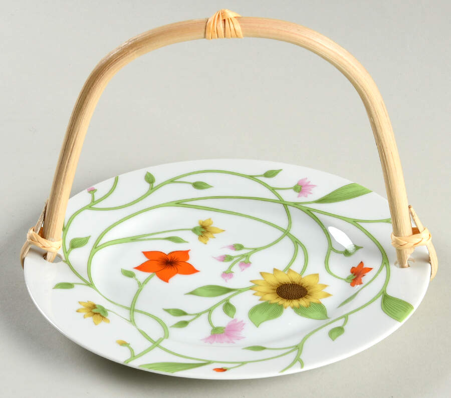 Petite Fleur 5 3/8"-5 5/8" Bamboo Handled Serving Plate  HC by Fitz & Floyd-1